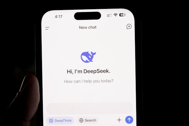 smartphone with a DeepSeek chat